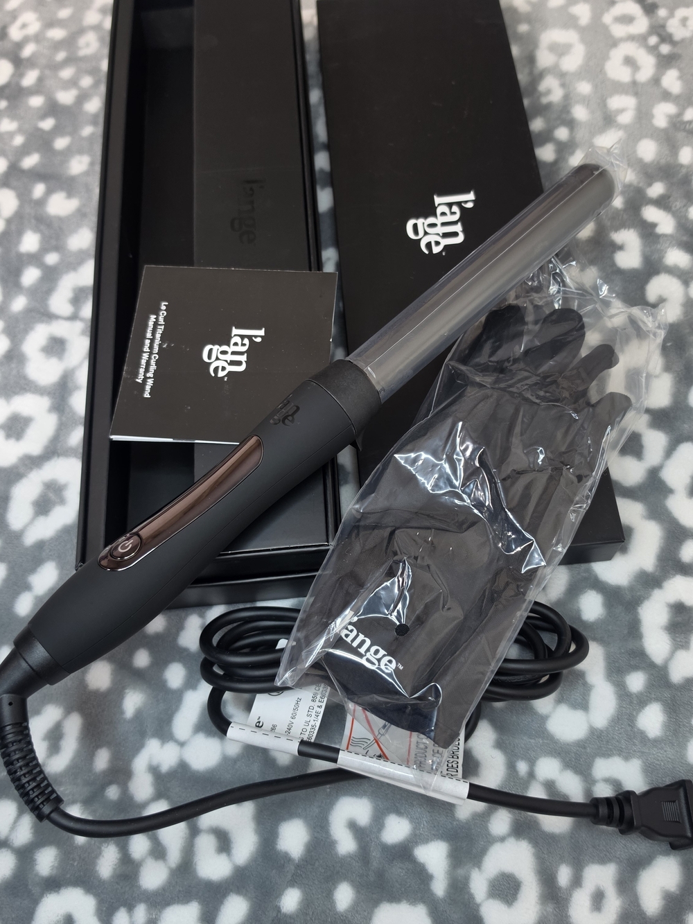 L’ange Le Curl Titanium Curling Wand Black 25mm NEW Open Box